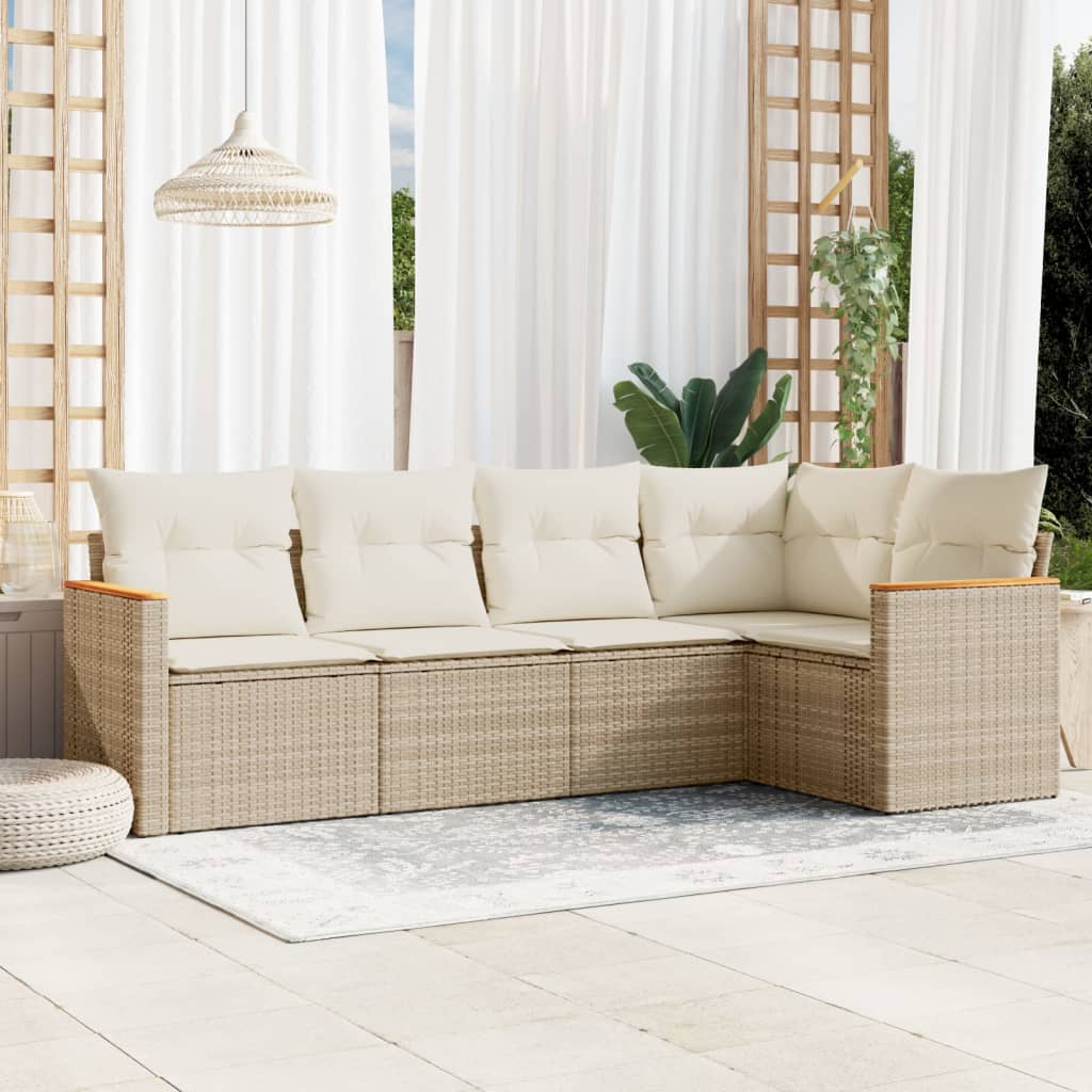5-dijelni set vrtnih sofa s jastucima od poliratana