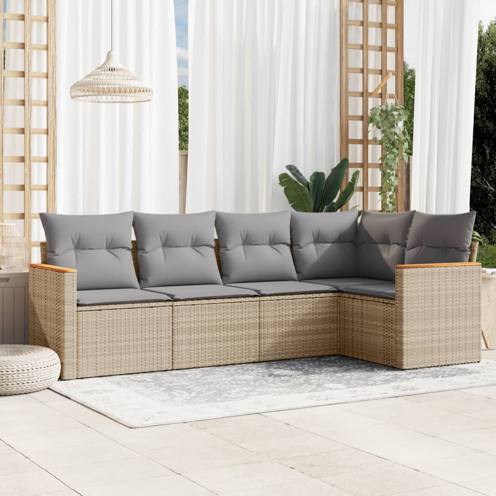 5-dijelni set vrtnih sofa s jastucima od poliratana