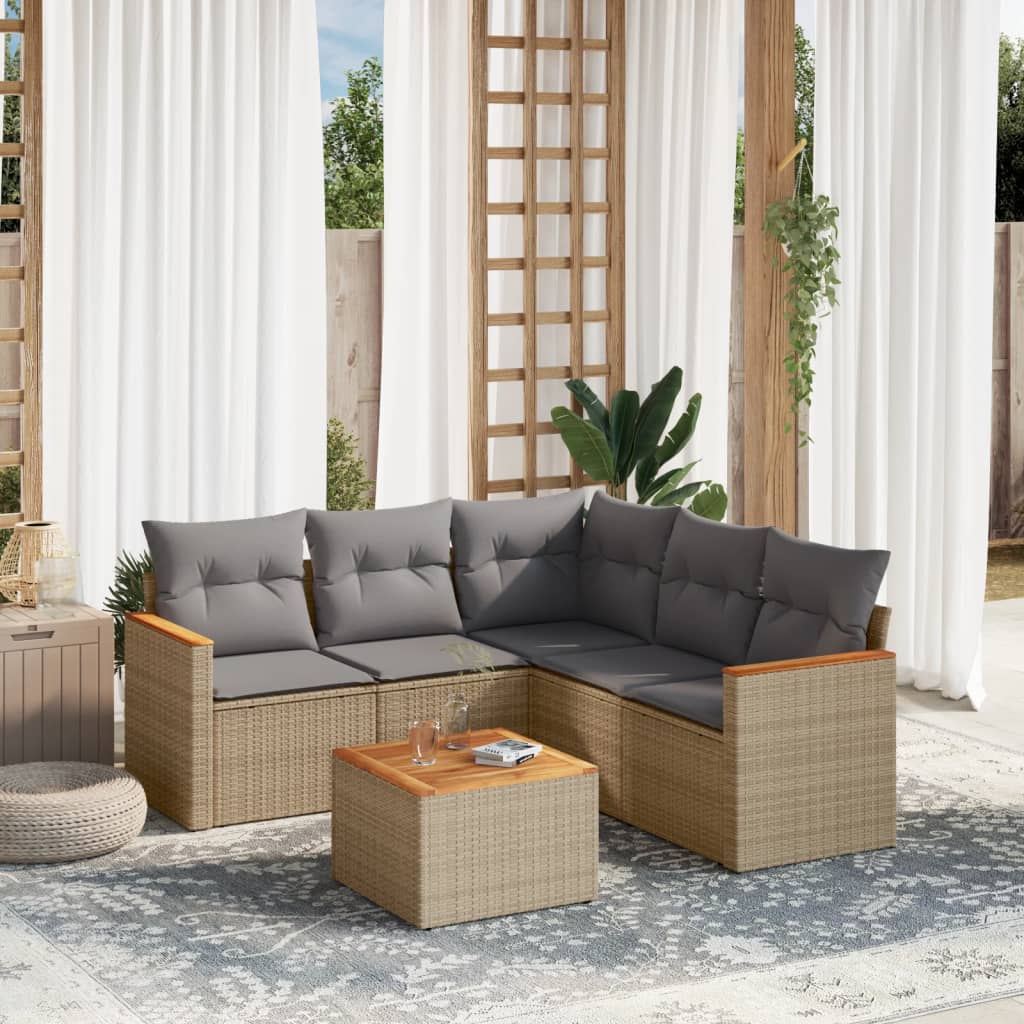 6-dijelni set vrtnih sofa od poliratana s jastucima
