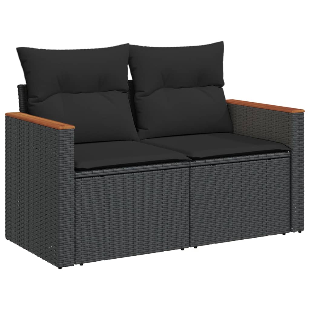 6-dijelni set vrtnih sofa s jastucima crni od poliratana