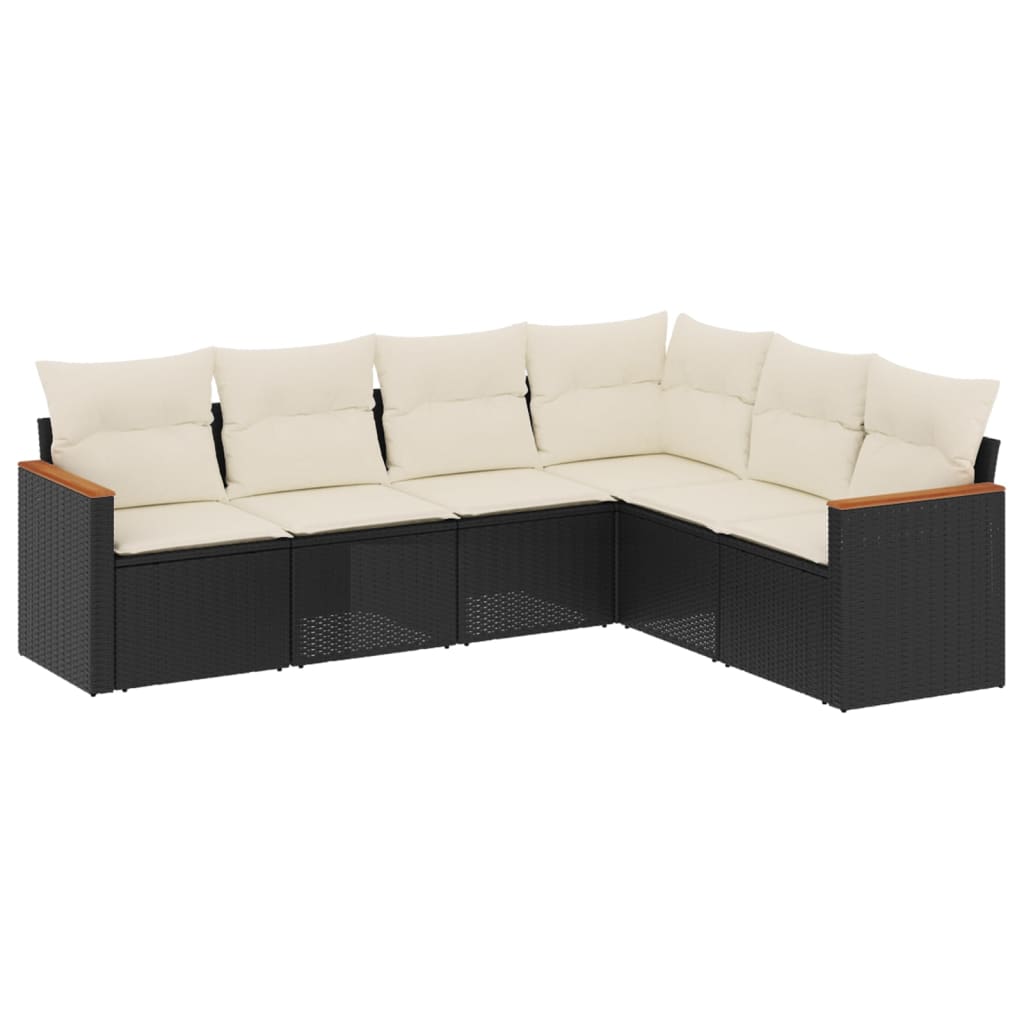 6-dijelni set vrtnih sofa s jastucima crni od poliratana