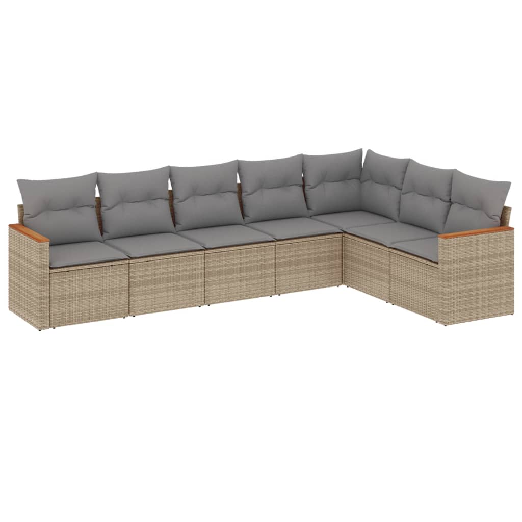 7-dijelni set vrtnih sofa s jastucima bež od poliratana