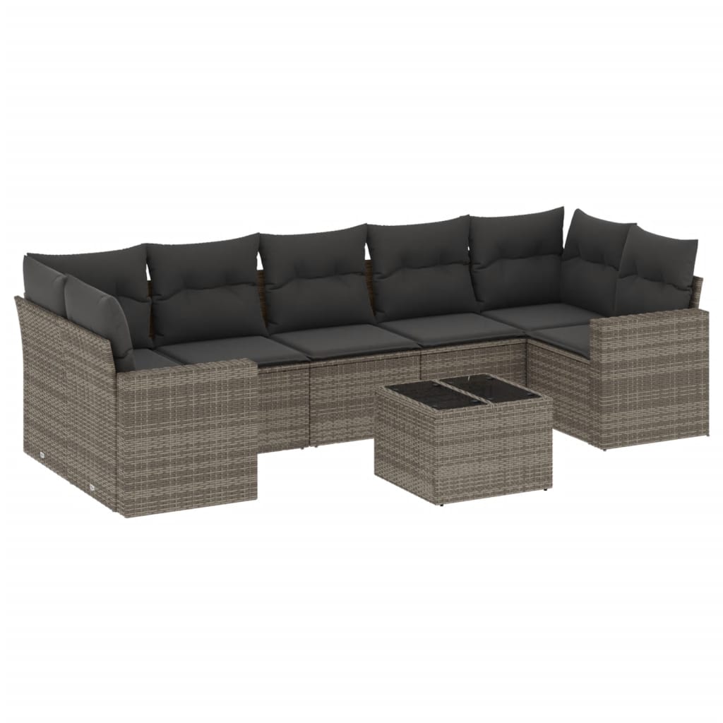 8-dijelni set vrtnih sofa od poliratana s jastucima sivi