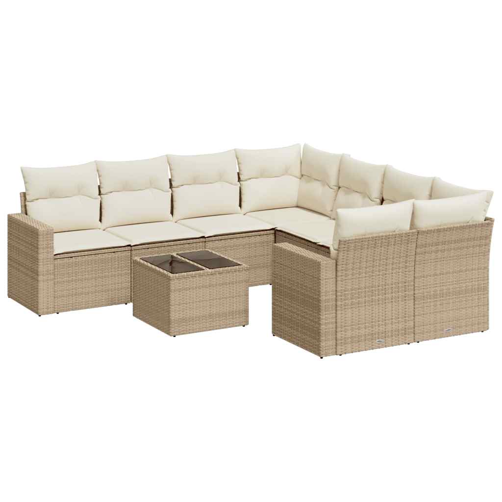 9-dijelni set vrtnih sofa s jastucima bež od poliratana