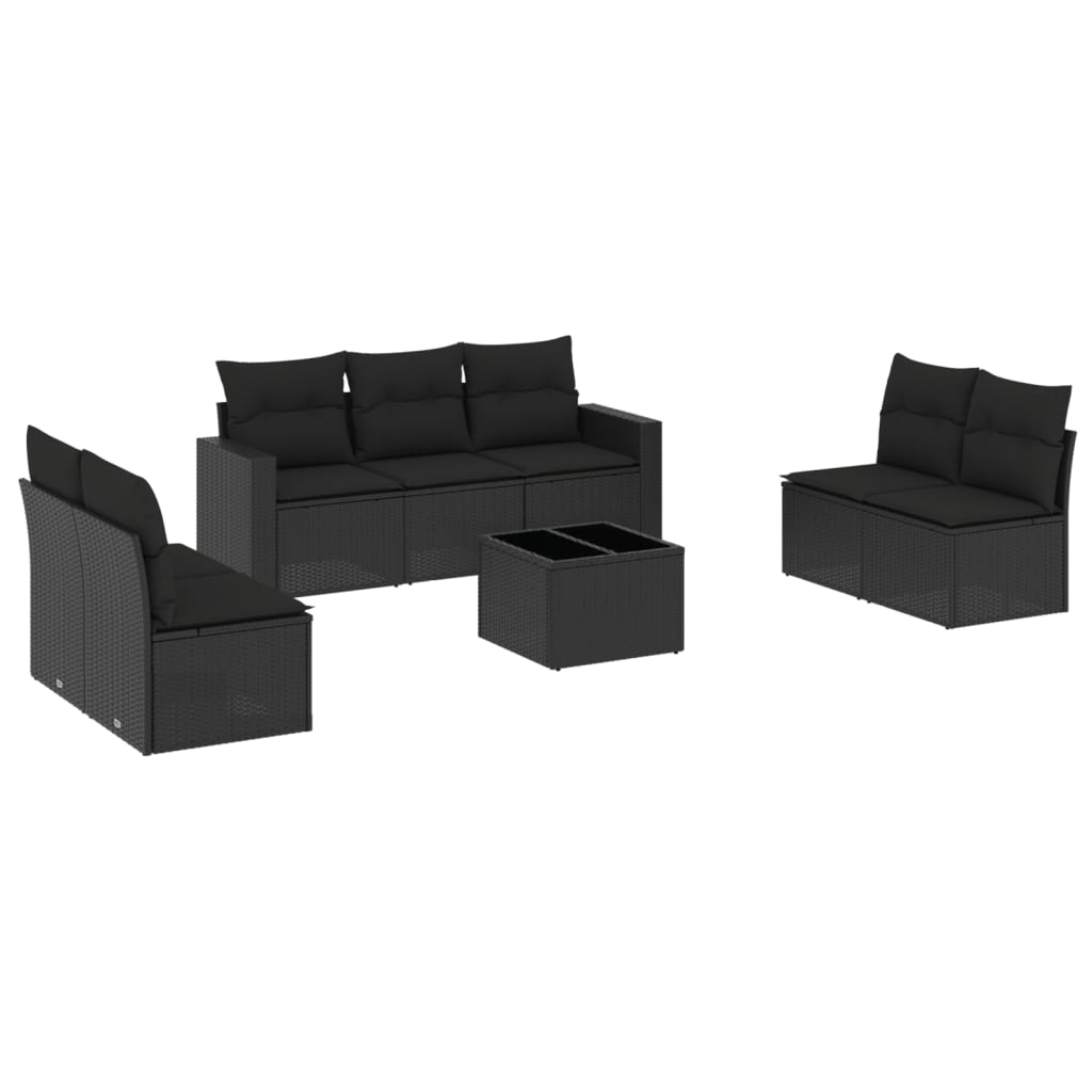 8-dijelni set vrtnih sofa od poliratana s jastucima crni
