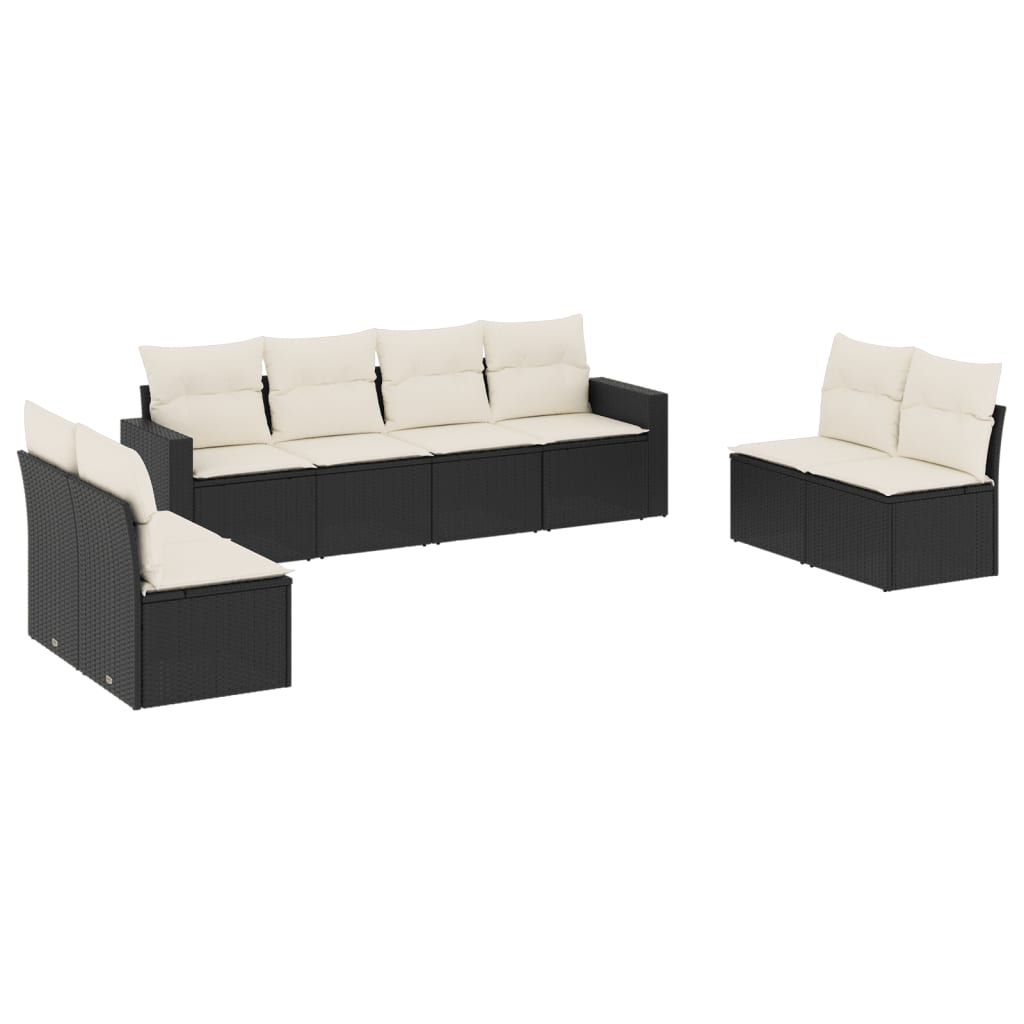 8-dijelni set vrtnih sofa od poliratana s jastucima crni