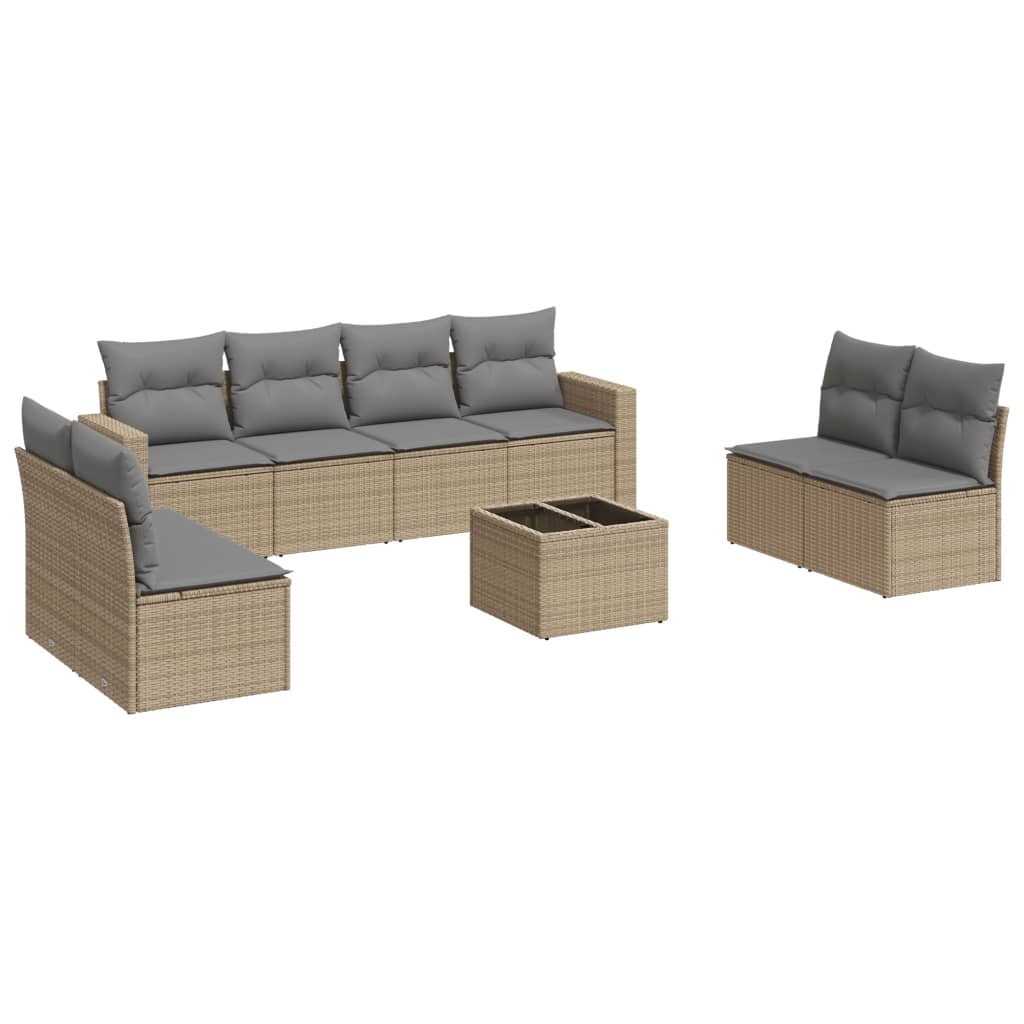 9-dijelni set vrtnih sofa s jastucima bež od poliratana