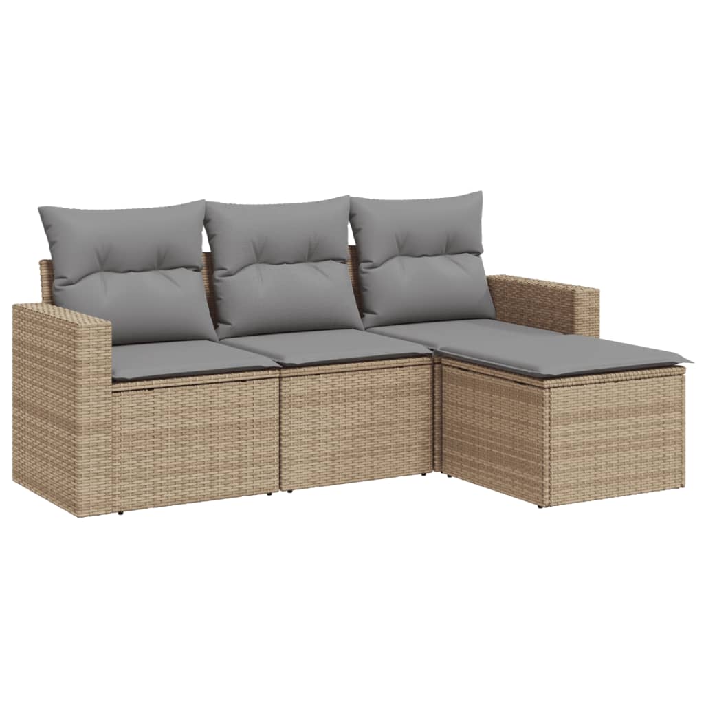 4-dijelni set vrtnih sofa s jastucima bež od poliratana