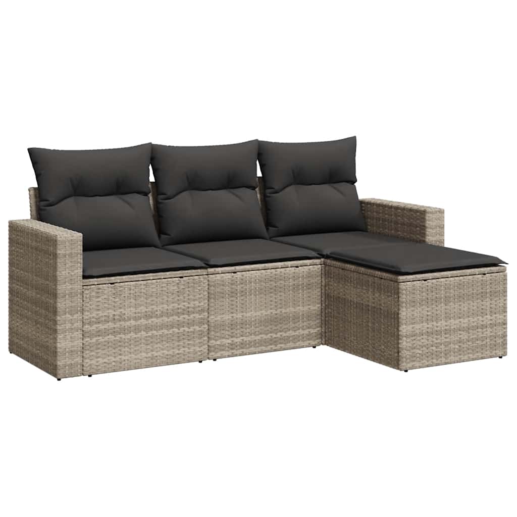 4-dijelni set vrtnih sofa s jastucima svijetlosivi poliratan