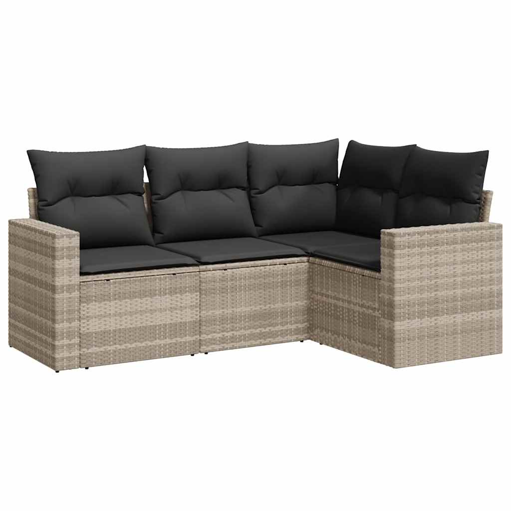 4-dijelni set vrtnih sofa s jastucima svijetlosivi poliratan