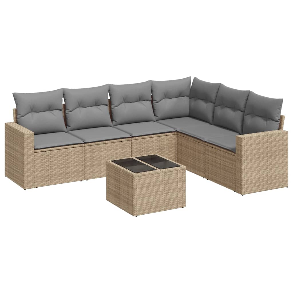 6-dijelni set vrtnih sofa s jastucima bež od poliratana