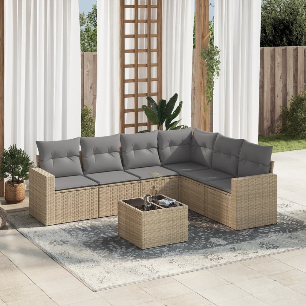 6-dijelni set vrtnih sofa s jastucima bež od poliratana