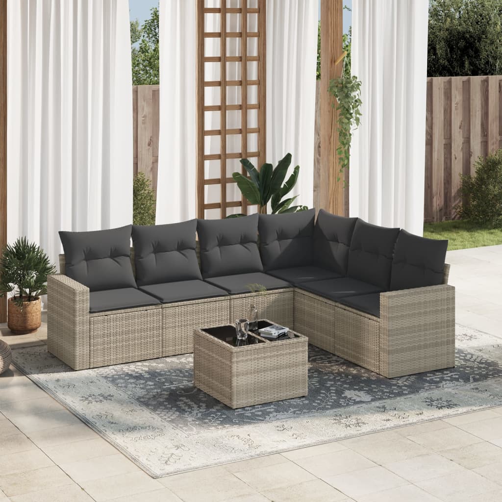7-dijelni set vrtnih sofa svjetlosivi od poliratana