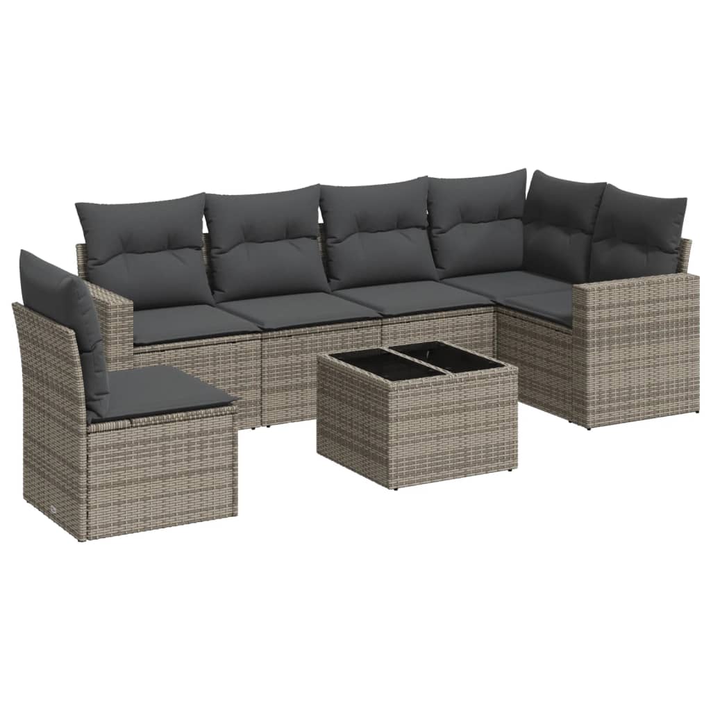 7-dijelni set vrtnih sofa sivi od poliratana