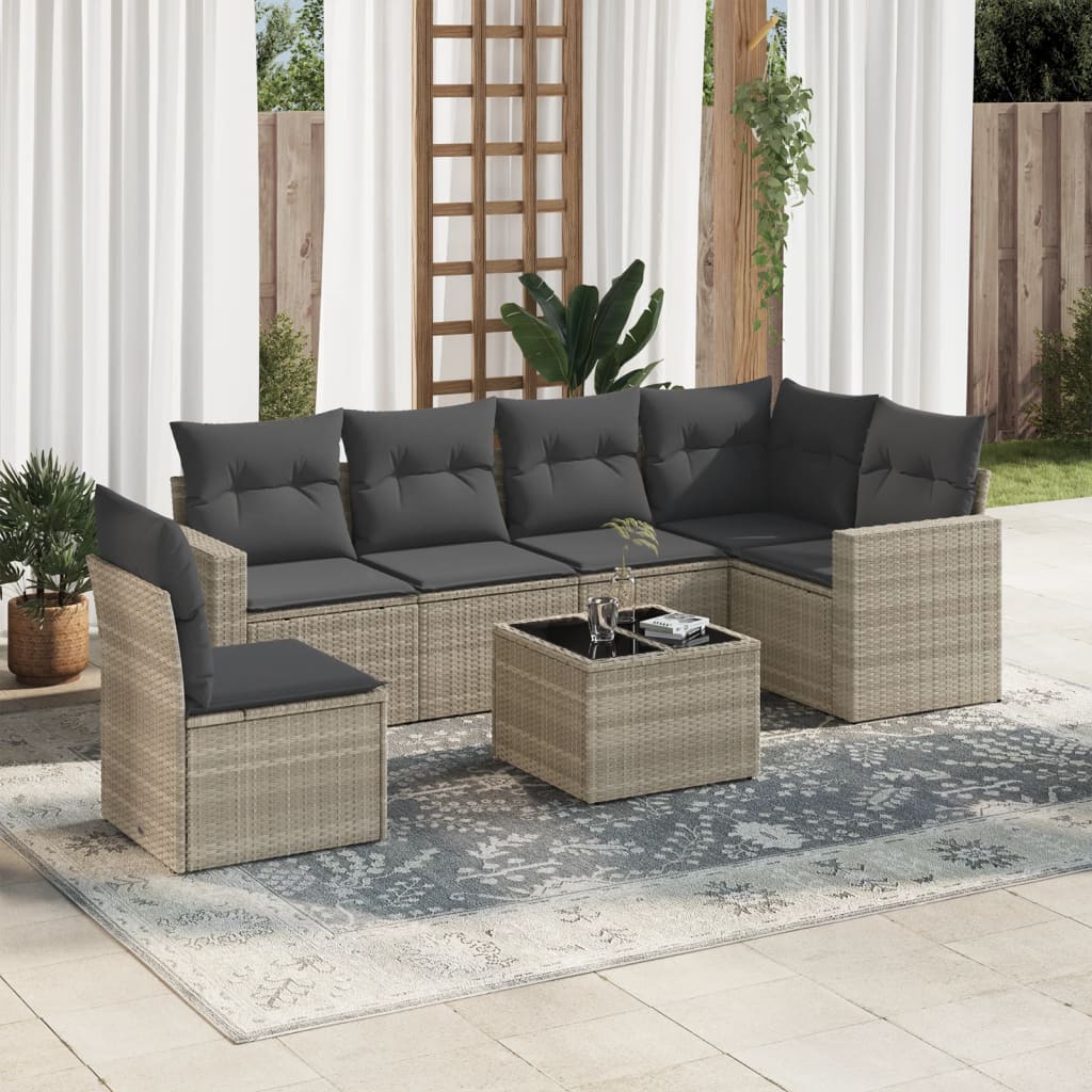 7-dijelni set vrtnih sofa svjetlosivi od poliratana