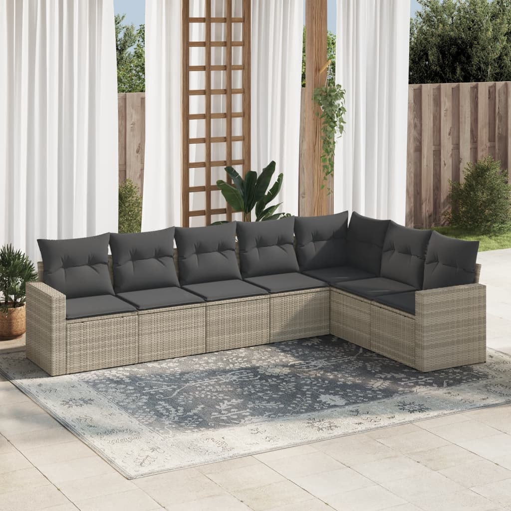 7-dijelni set vrtnih sofa svjetlosivi od poliratana