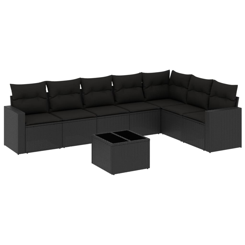 8-dijelni set vrtnih sofa od poliratana s jastucima crni