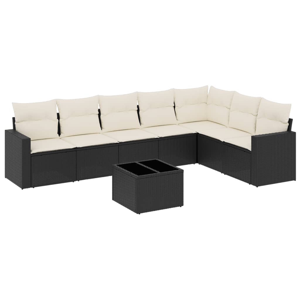 8-dijelni set vrtnih sofa od poliratana s jastucima crni