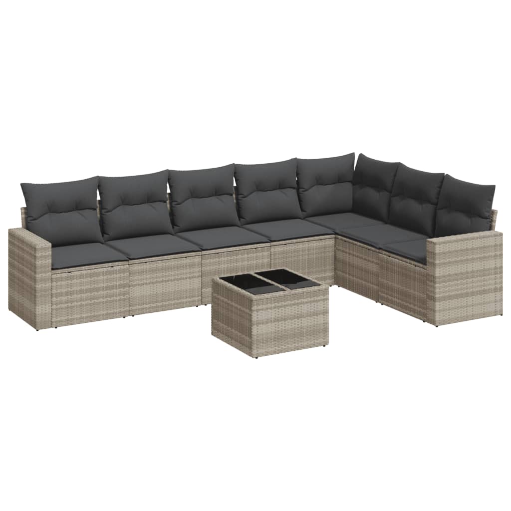 8-dijelni set vrtnih sofa od poliratana s jastucima svjetlosivi