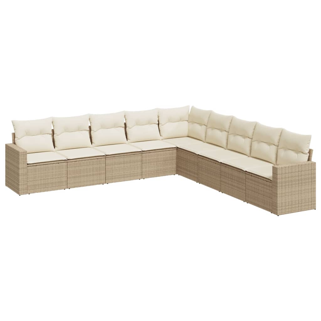 9-dijelni set vrtnih sofa s jastucima bež od poliratana