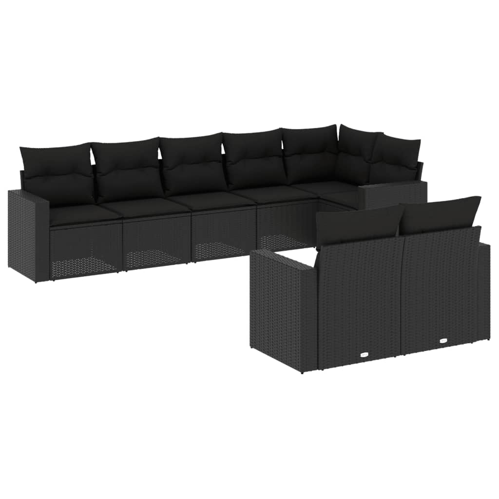 8-dijelni set vrtnih sofa od poliratana s jastucima crni