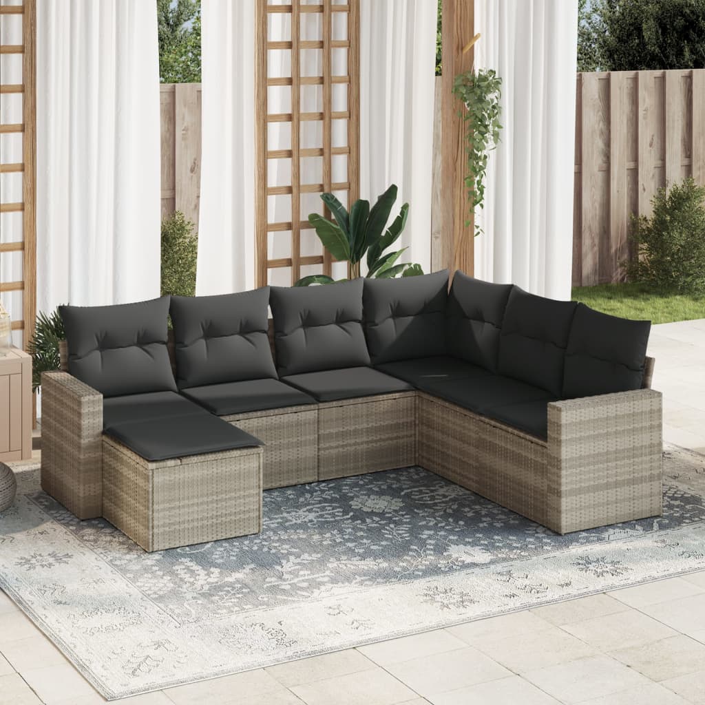 7-dijelni set vrtnih sofa svjetlosivi od poliratana