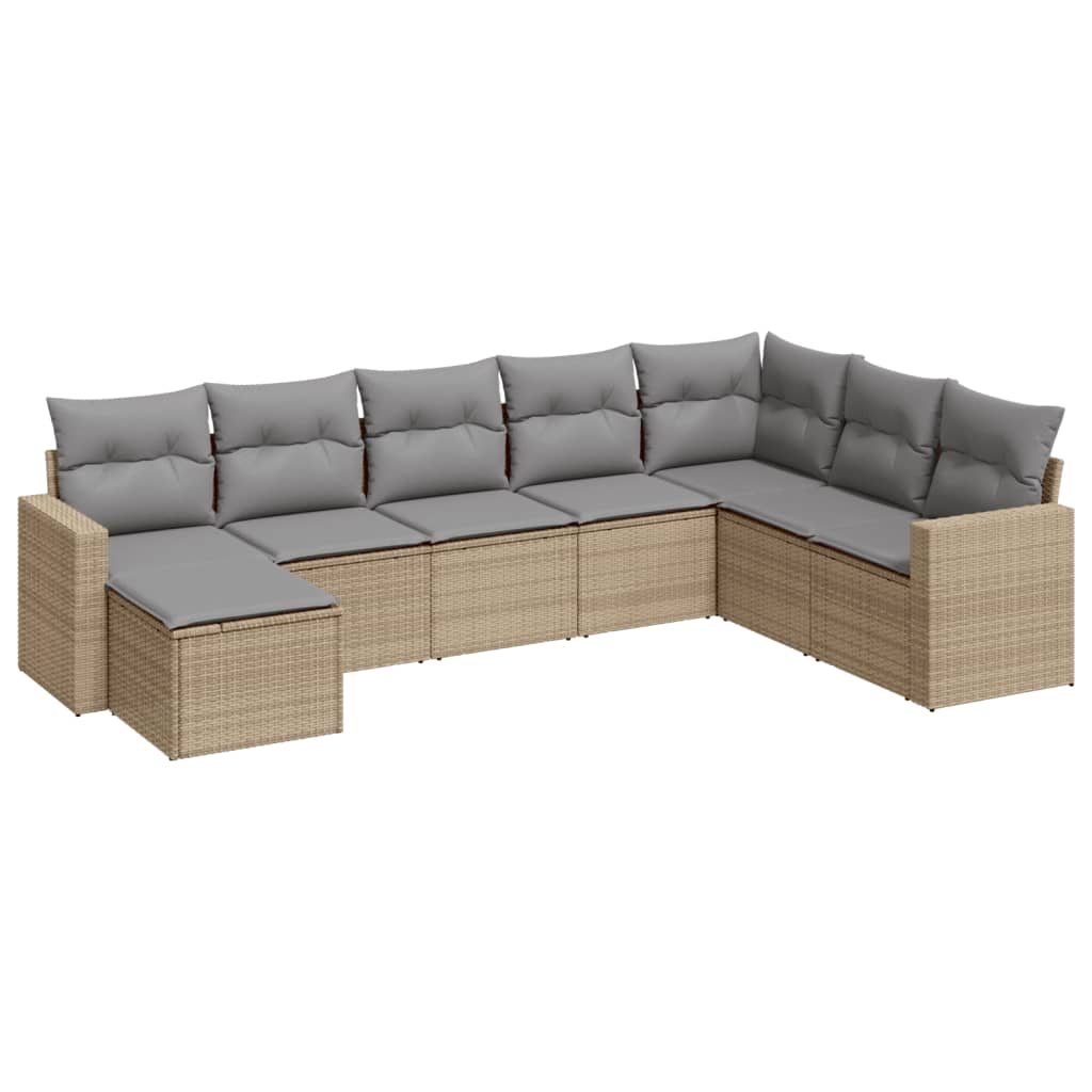 8-dijelni set vrtnih sofa od poliratana s jastucima bež