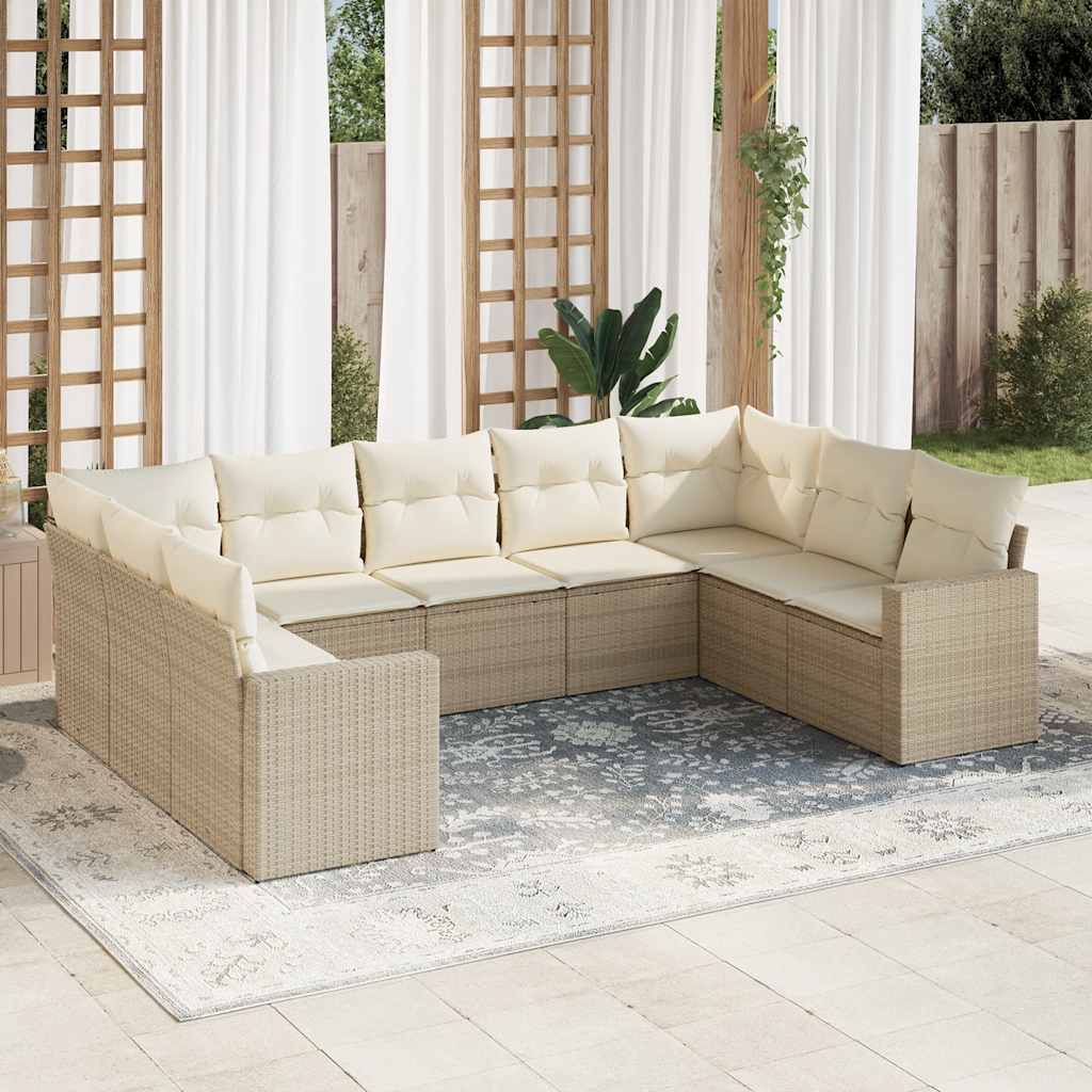 9-dijelni set vrtnih sofa s jastucima bež od poliratana
