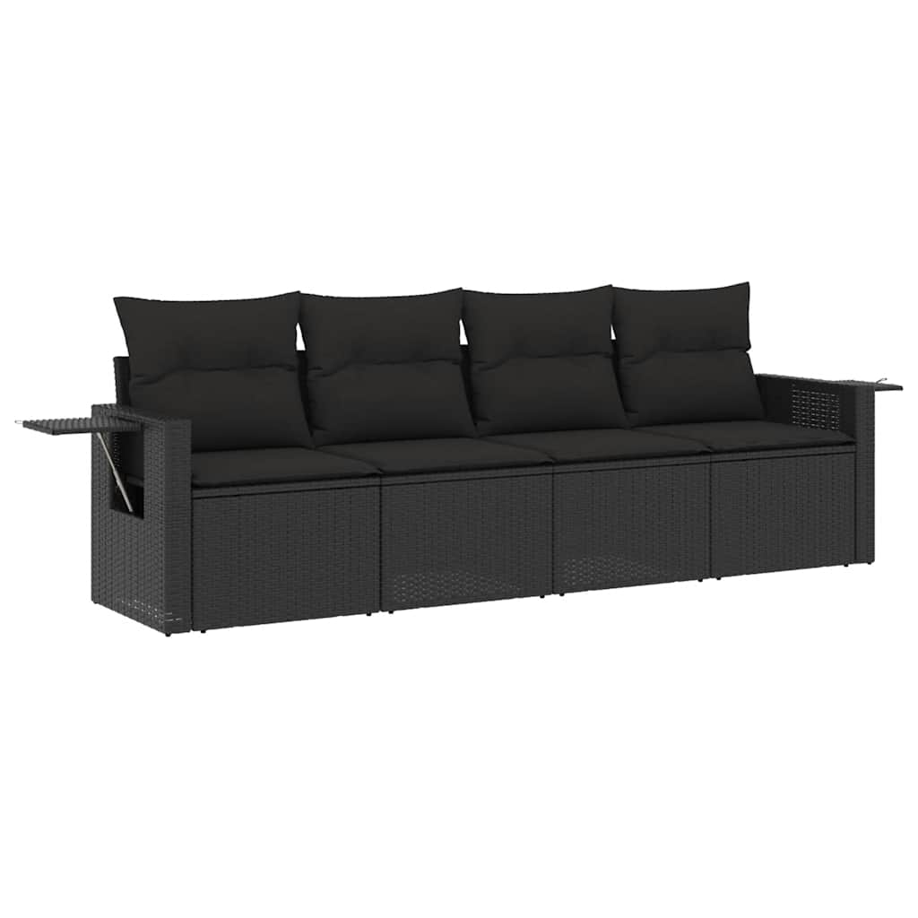 4-dijelni set vrtnih sofa od poliratana s jastucima crni