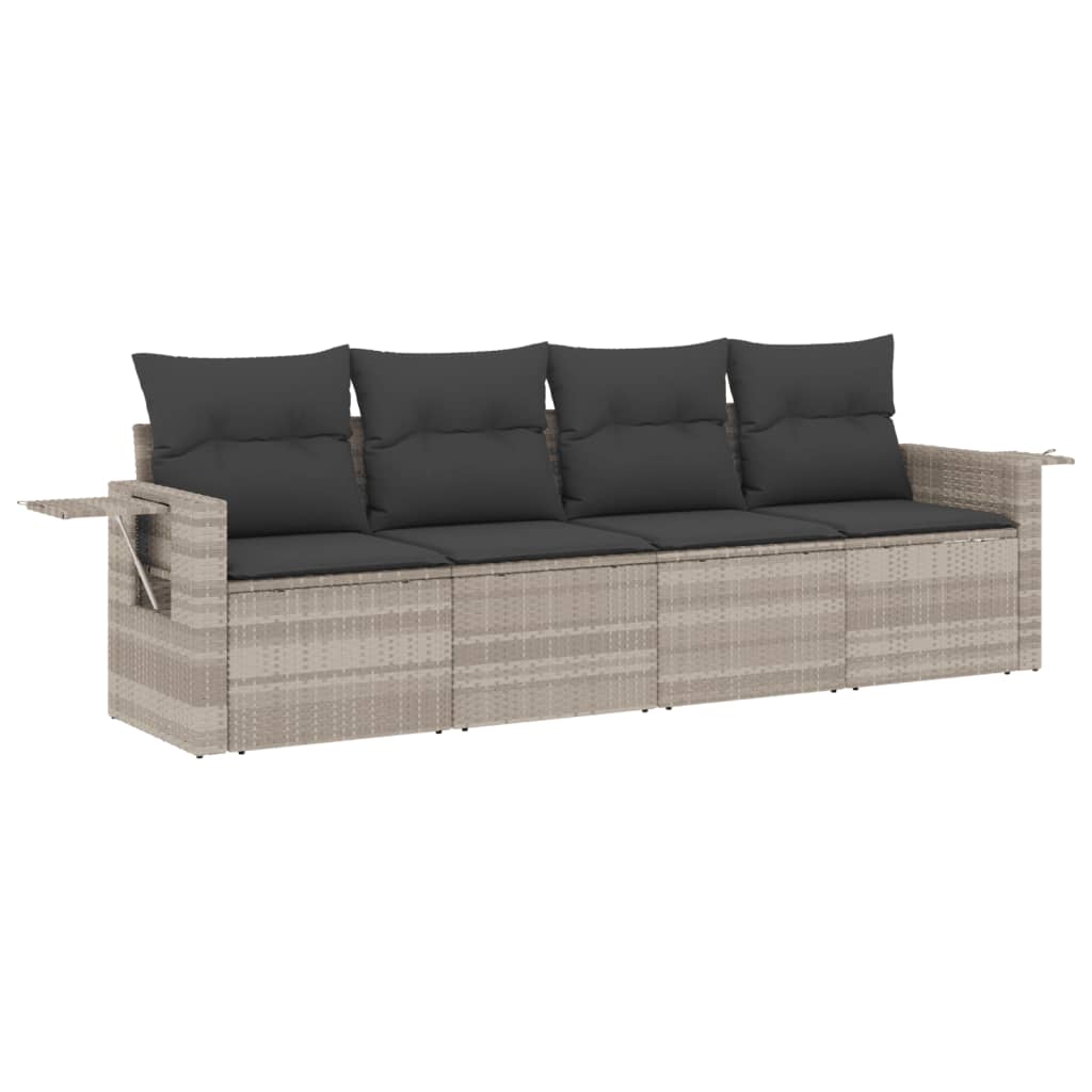 4-dijelni set vrtnih sofa s jastucima svijetlosivi poliratan