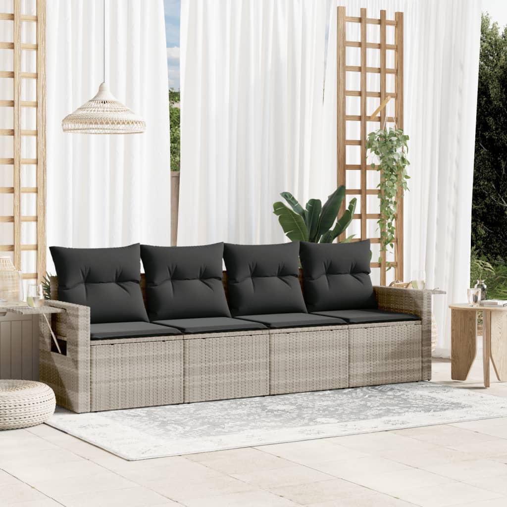 4-dijelni set vrtnih sofa s jastucima svijetlosivi poliratan