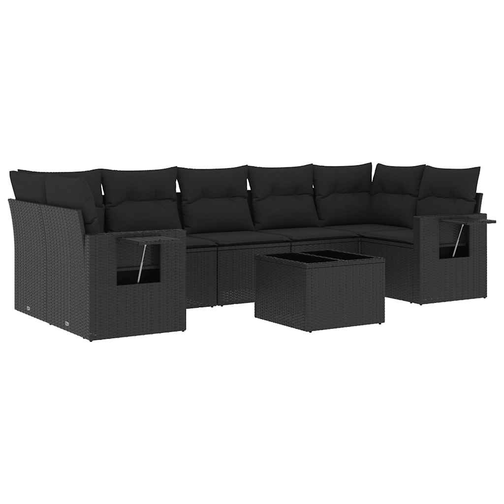 8-dijelni set vrtnih sofa od poliratana s jastucima crni