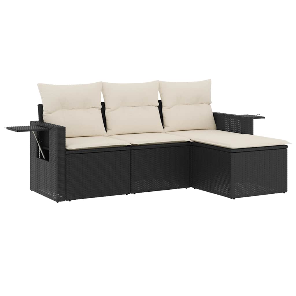 4-dijelni set vrtnih sofa od poliratana s jastucima crni