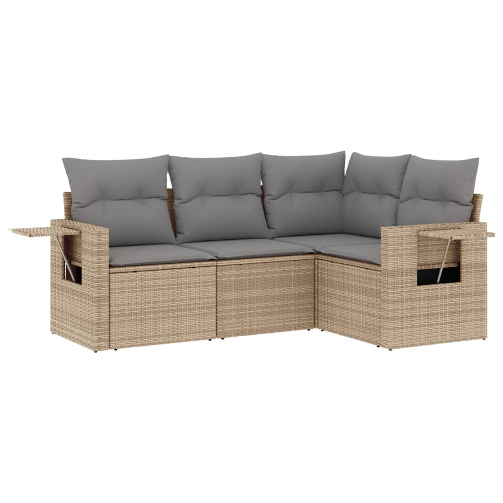 4-dijelni set vrtnih sofa s jastucima bež od poliratana