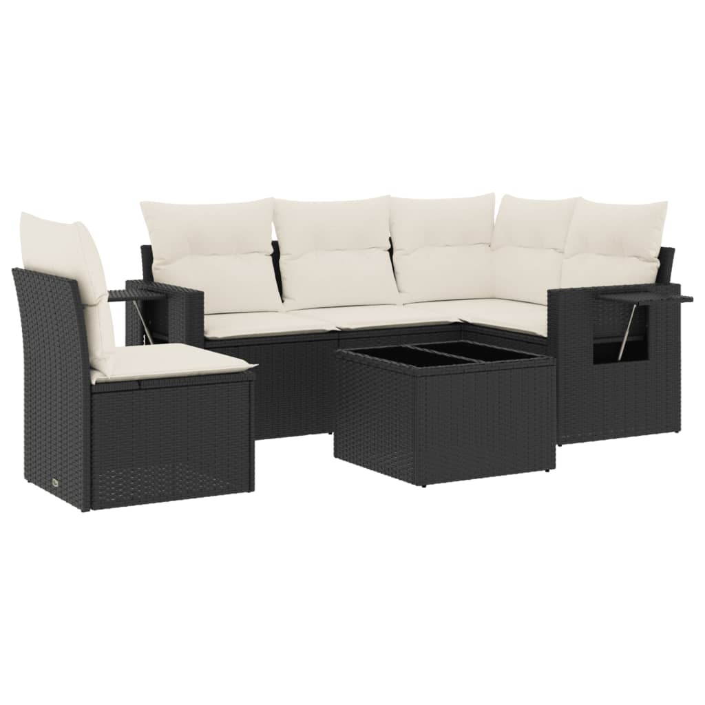 6-dijelni set vrtnih sofa s jastucima crni od poliratana