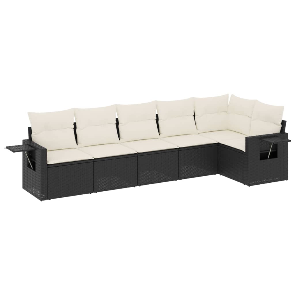6-dijelni set vrtnih sofa s jastucima crni od poliratana
