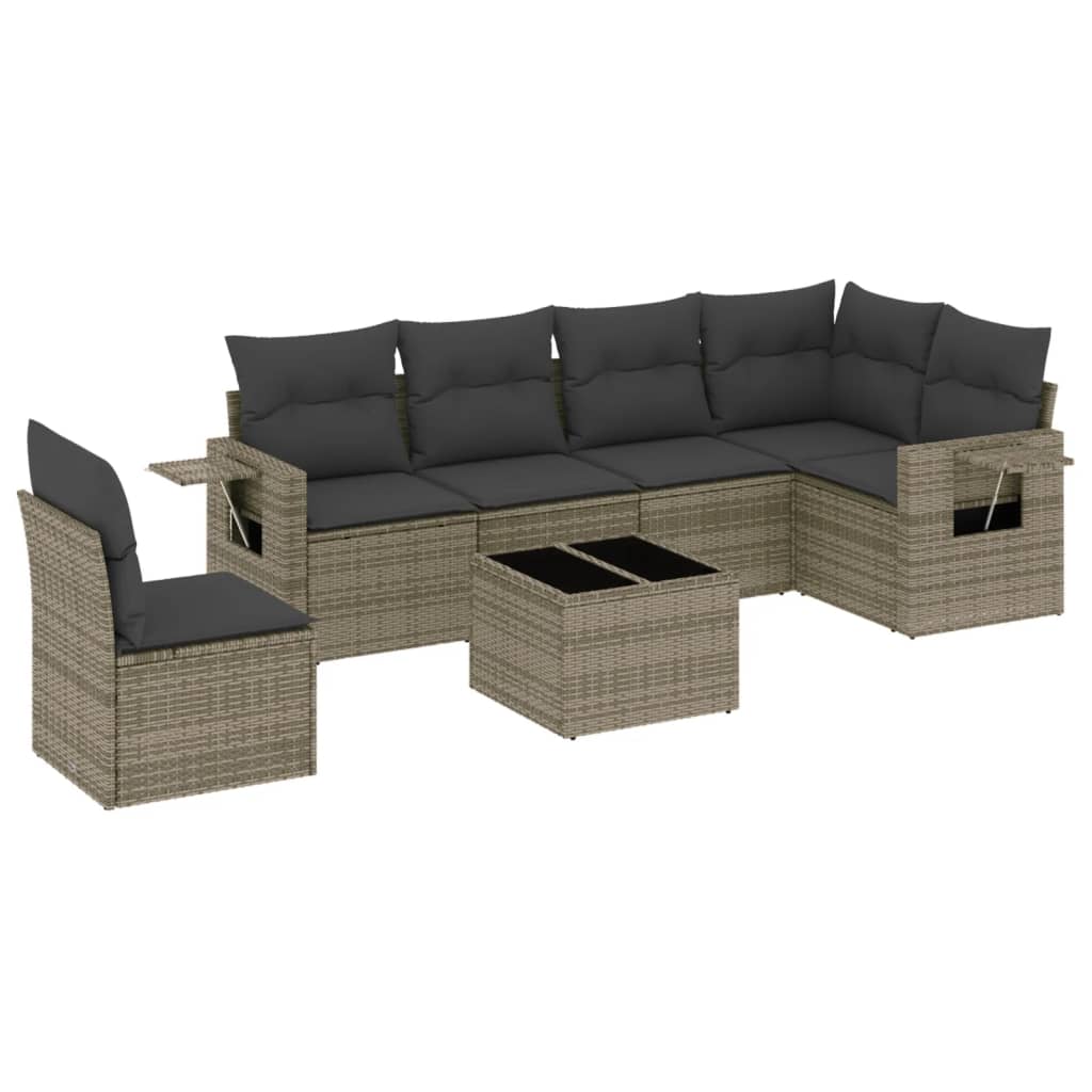 7-dijelni set vrtnih sofa sivi od poliratana