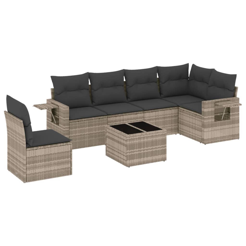 7-dijelni set vrtnih sofa svjetlosivi od poliratana
