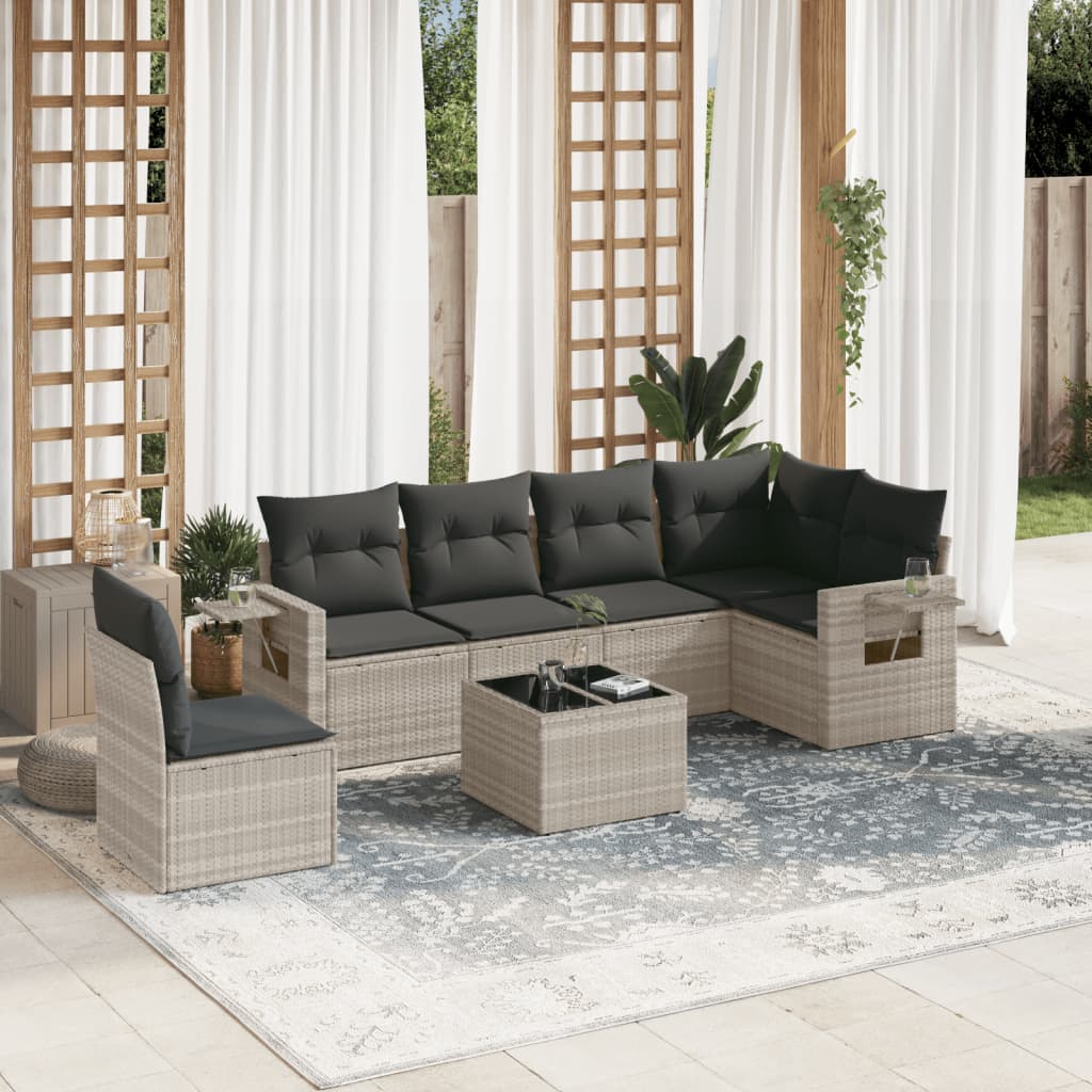 7-dijelni set vrtnih sofa svjetlosivi od poliratana
