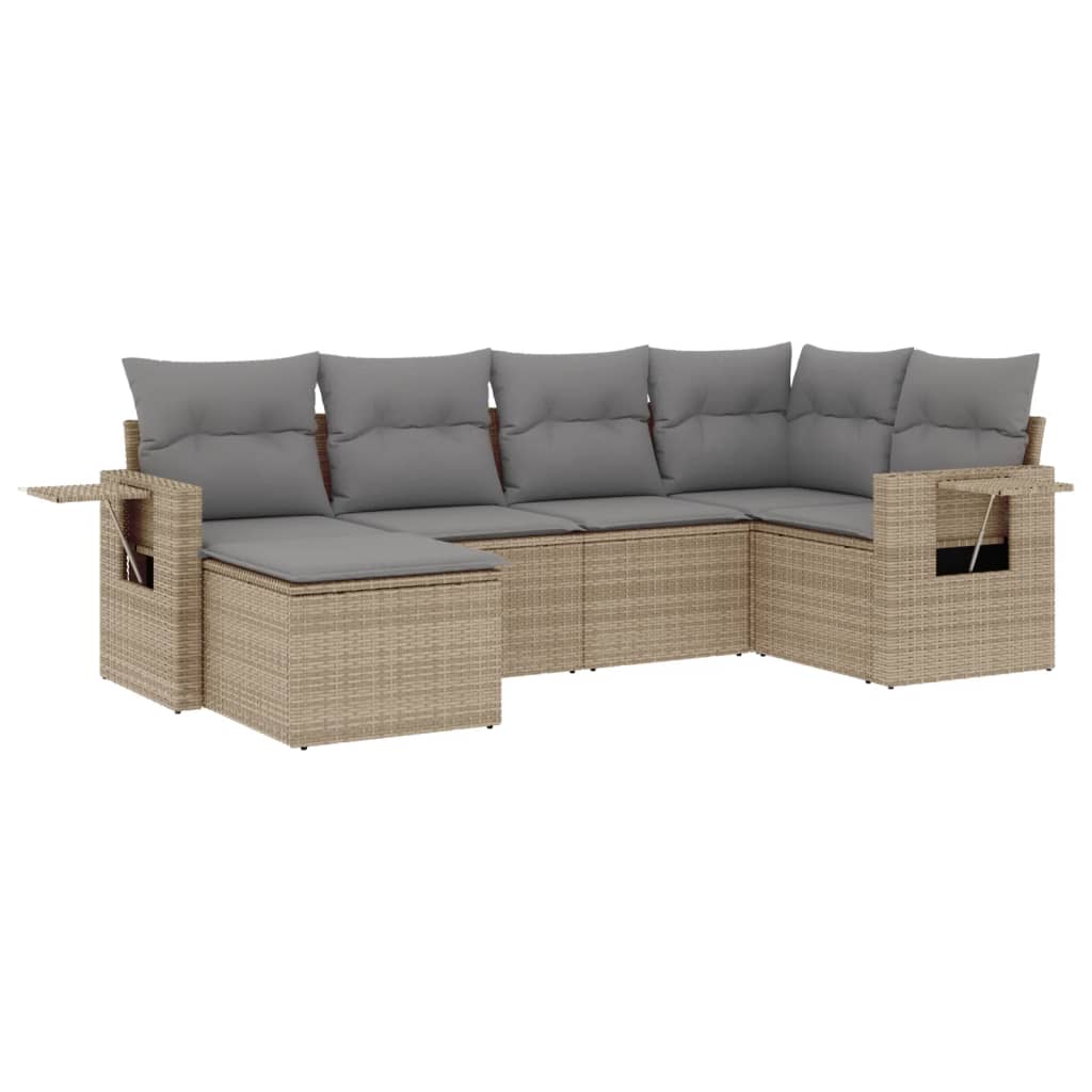 6-dijelni set vrtnih sofa s jastucima bež od poliratana