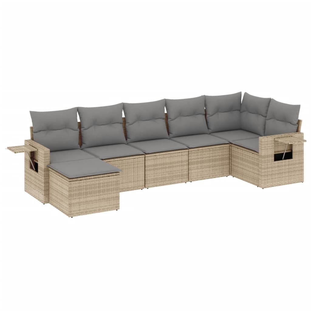 7-dijelni set vrtnih sofa od poliratana s jastucima bež