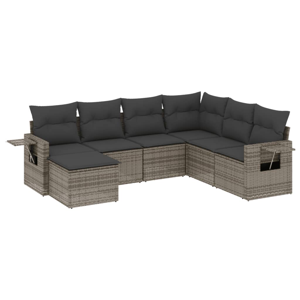 7-dijelni set vrtnih sofa sivi od poliratana