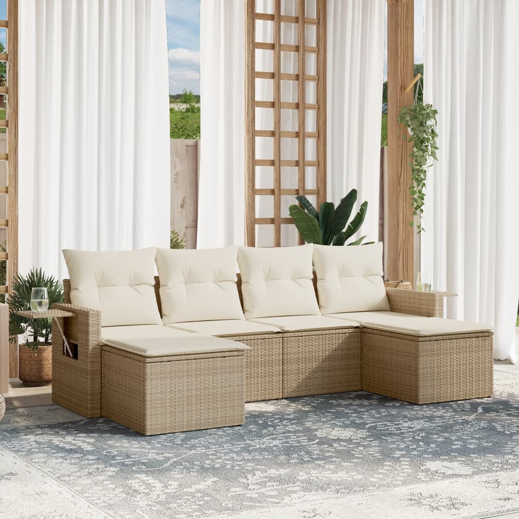 7-dijelni set vrtnih sofa od poliratana s jastucima smeđi