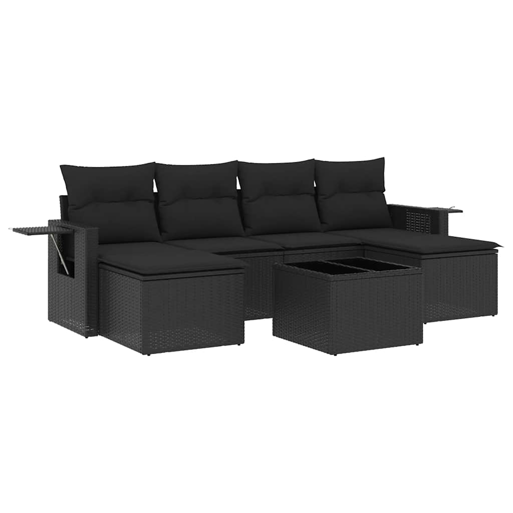 7-dijelni set vrtnih sofa od poliratana s jastucima smeđi