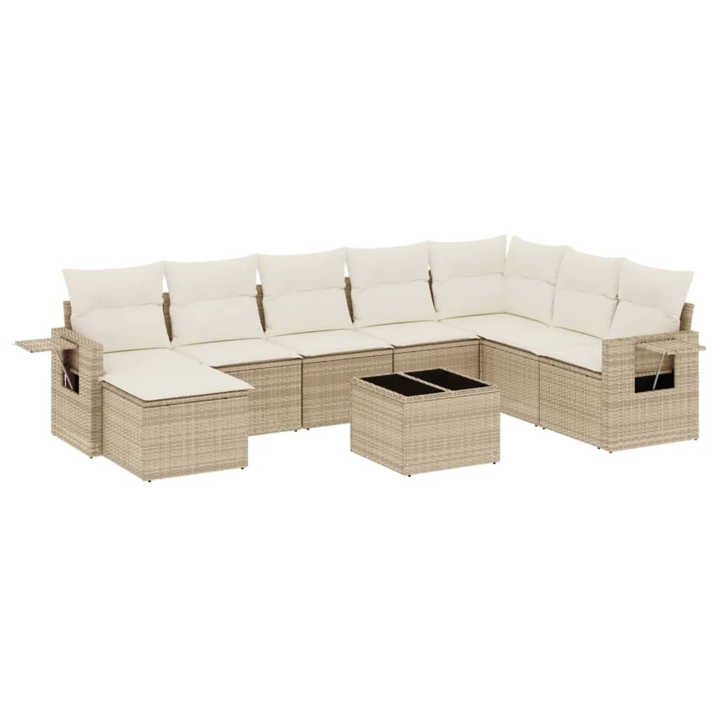 9-dijelni set vrtnih sofa s jastucima bež od poliratana