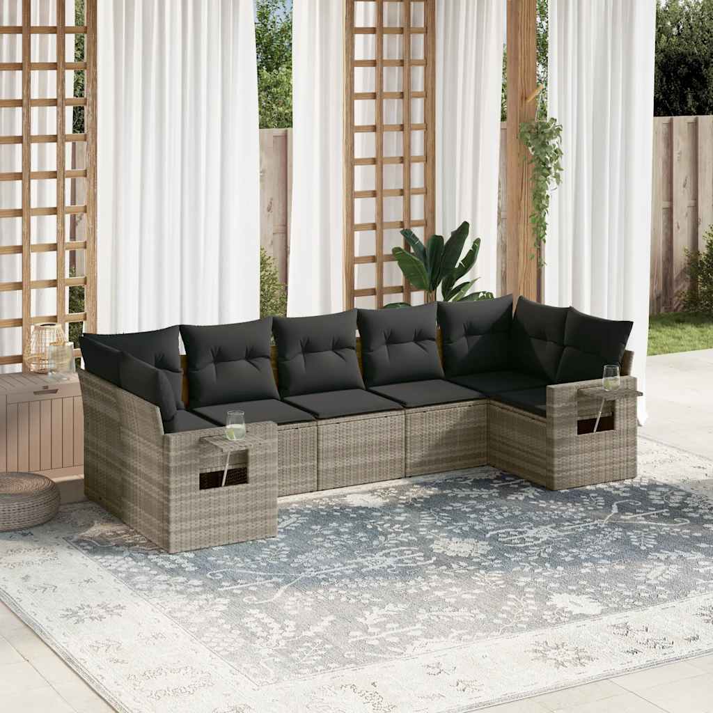 7-dijelni set vrtnih sofa svjetlosivi od poliratana