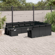 11-dijelni set vrtnih sofa od poliratana s jastucima crni