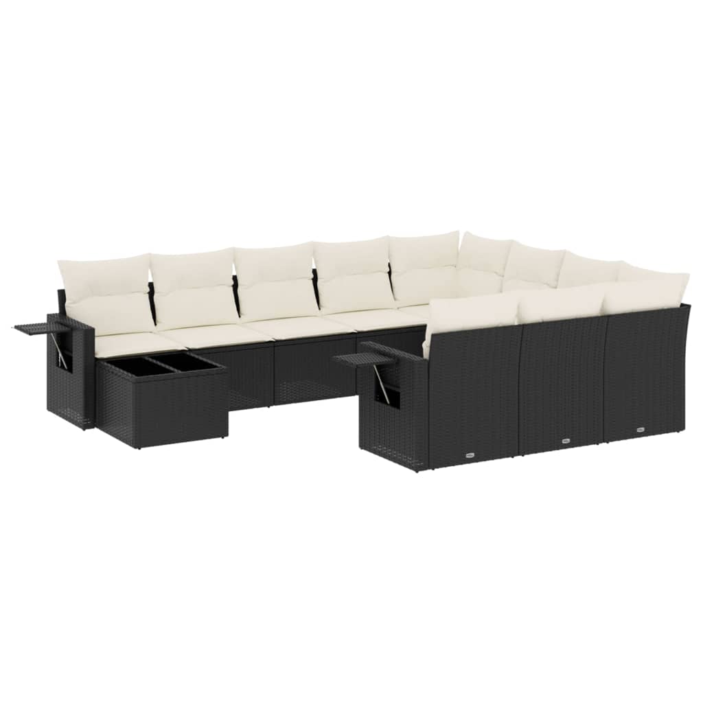 11-dijelni set vrtnih sofa od poliratana s jastucima crni