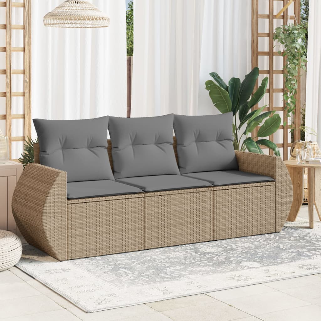 3-dijelni set vrtnih sofa od poliratana s jastucima bež