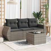 4-dijelni set vrtnih sofa od poliratana s jastucima sivi